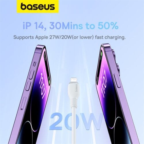 Cable Tipo C a Lightning Baseus Pudding Series Fast Charging 20W 1.2m Stellar White