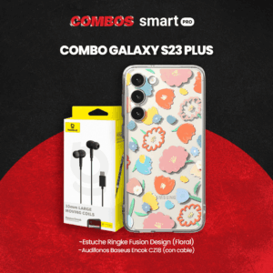 Combo para Galaxy S23 Plus Ringke Fusion Design Floral + Auriculares Baseus CZ18 Alámbricos