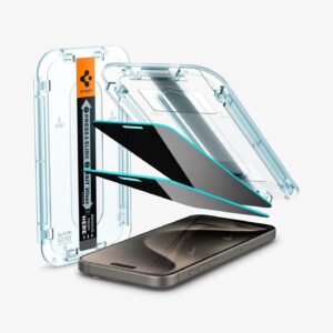 Vidrio Templado para iPhone 15 Pro - Spigen GLAS.tR EZ Fit Privacy (Pack de 2)